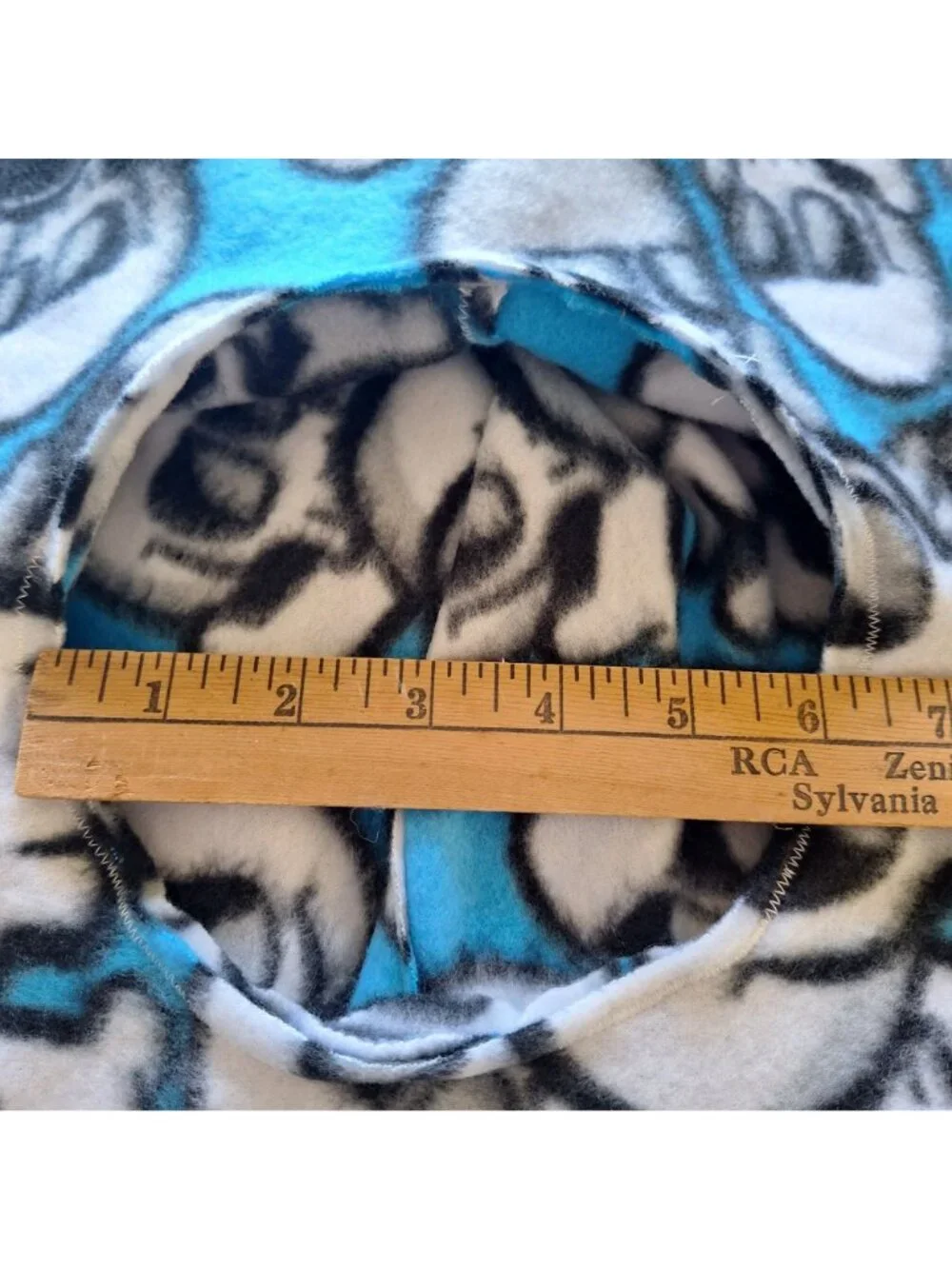 Fleece Handmade Kids  Skull Poncho W Pocket & Hood Car Seat Blue Black White